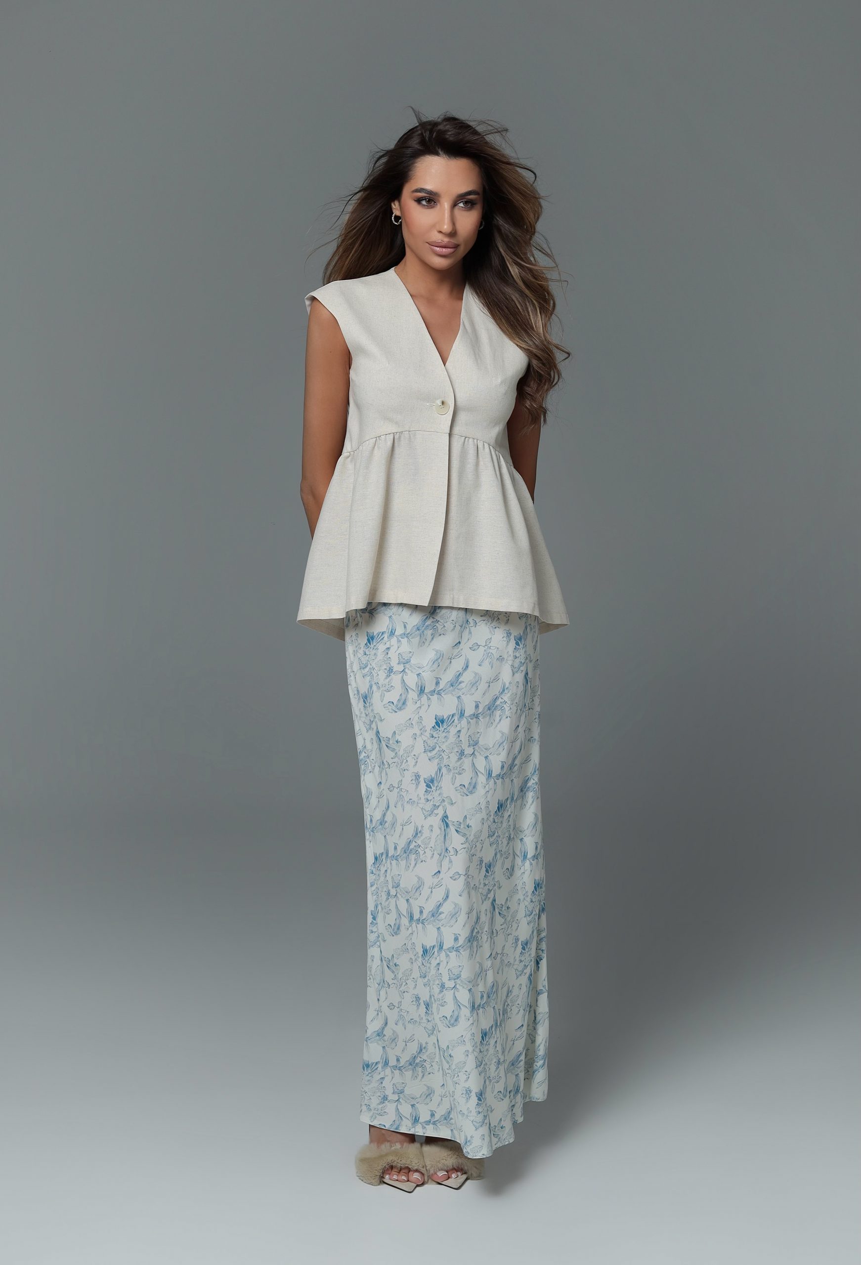 Юбка макси цветочный принт
